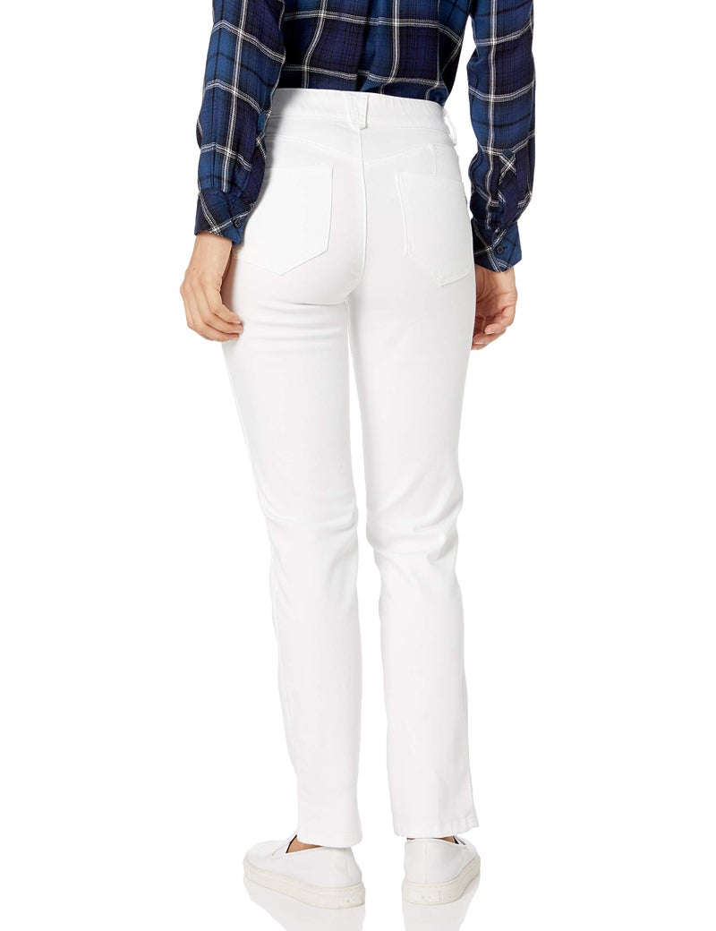Democracy womens Petite "Ab"solution Straight Leg Jeans, Optic White, 10 Petite US - Image 2